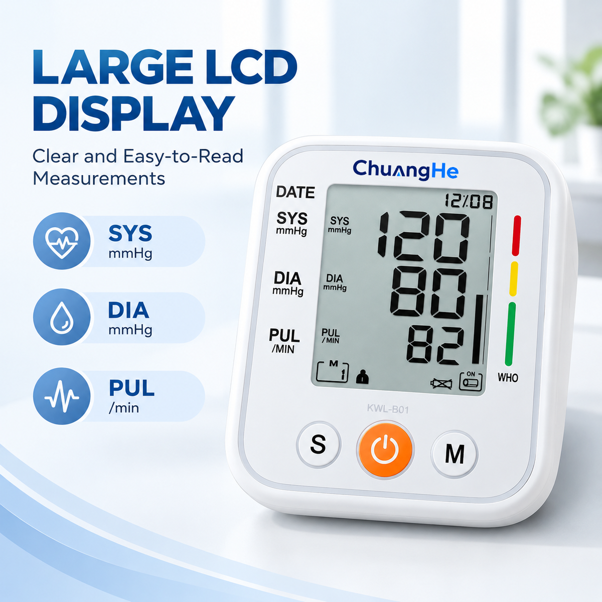 ChuangHe Arm Type Electronic Blood Pressure Monitor Irregular Heartbeat Detection