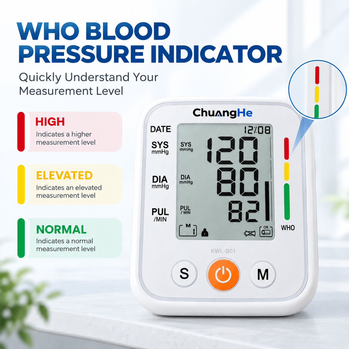 ChuangHe Arm Type Electronic Blood Pressure Monitor Irregular Heartbeat Detection